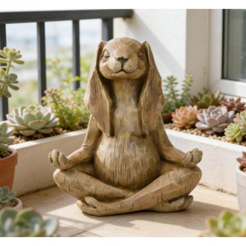 Bonsai Garden Fountain - Meditating Zen Rabbit Statue Buddhism Yoga