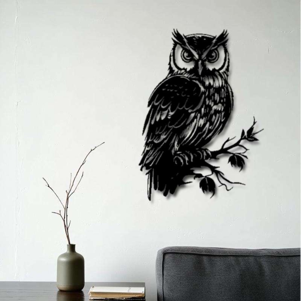 Bonsai Garden Ornaments - Metal Wall Art Owl Statue 1pc: