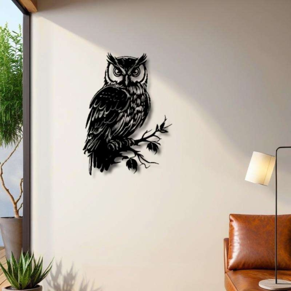 Metal Wall Art Owl Statue 1pc: - Bonsai Garden Ornaments บทวิจารณ์และราคา