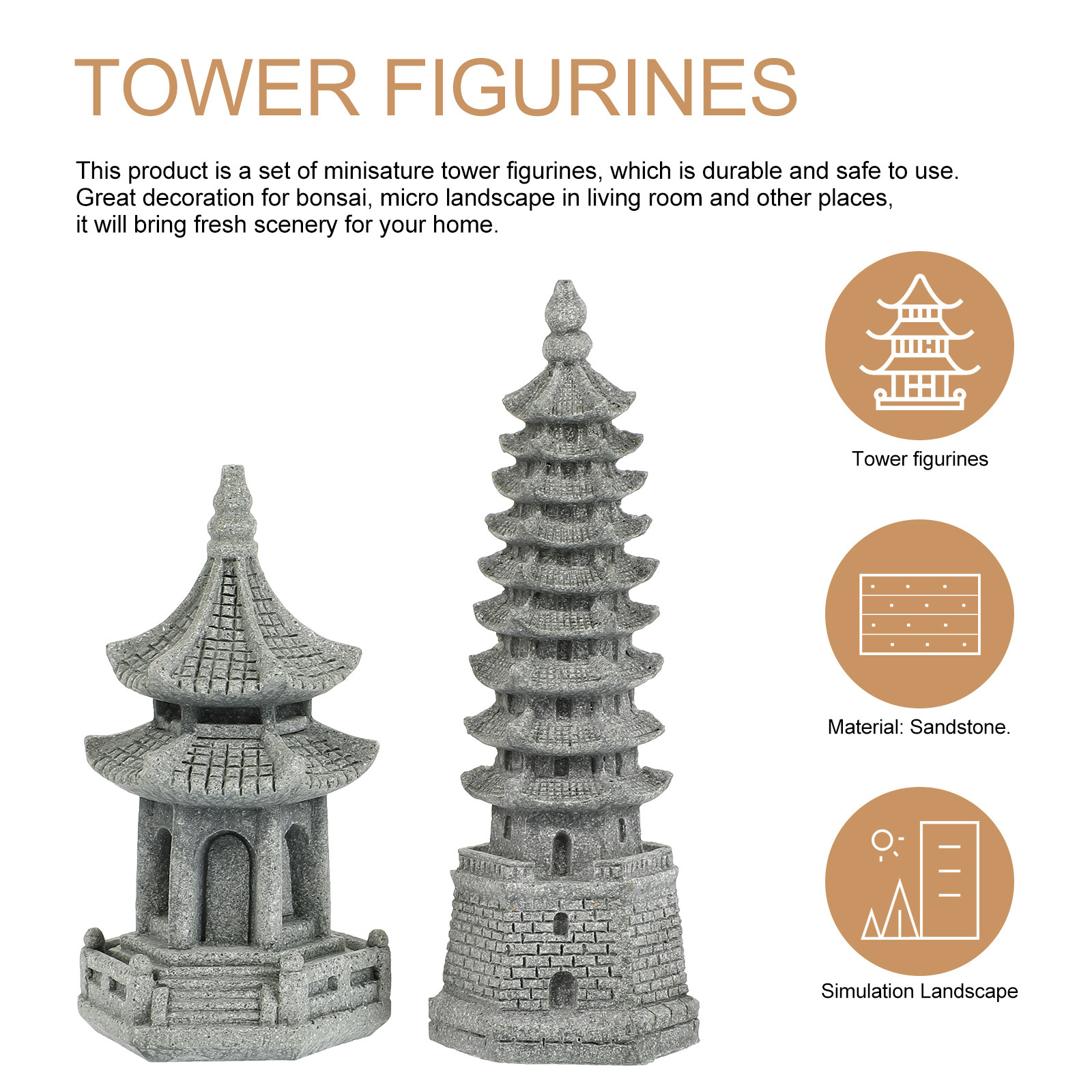 2Pcs Realistic Miniature Tower - Bonsai Garden And Cafe บทวิจารณ์และราคา